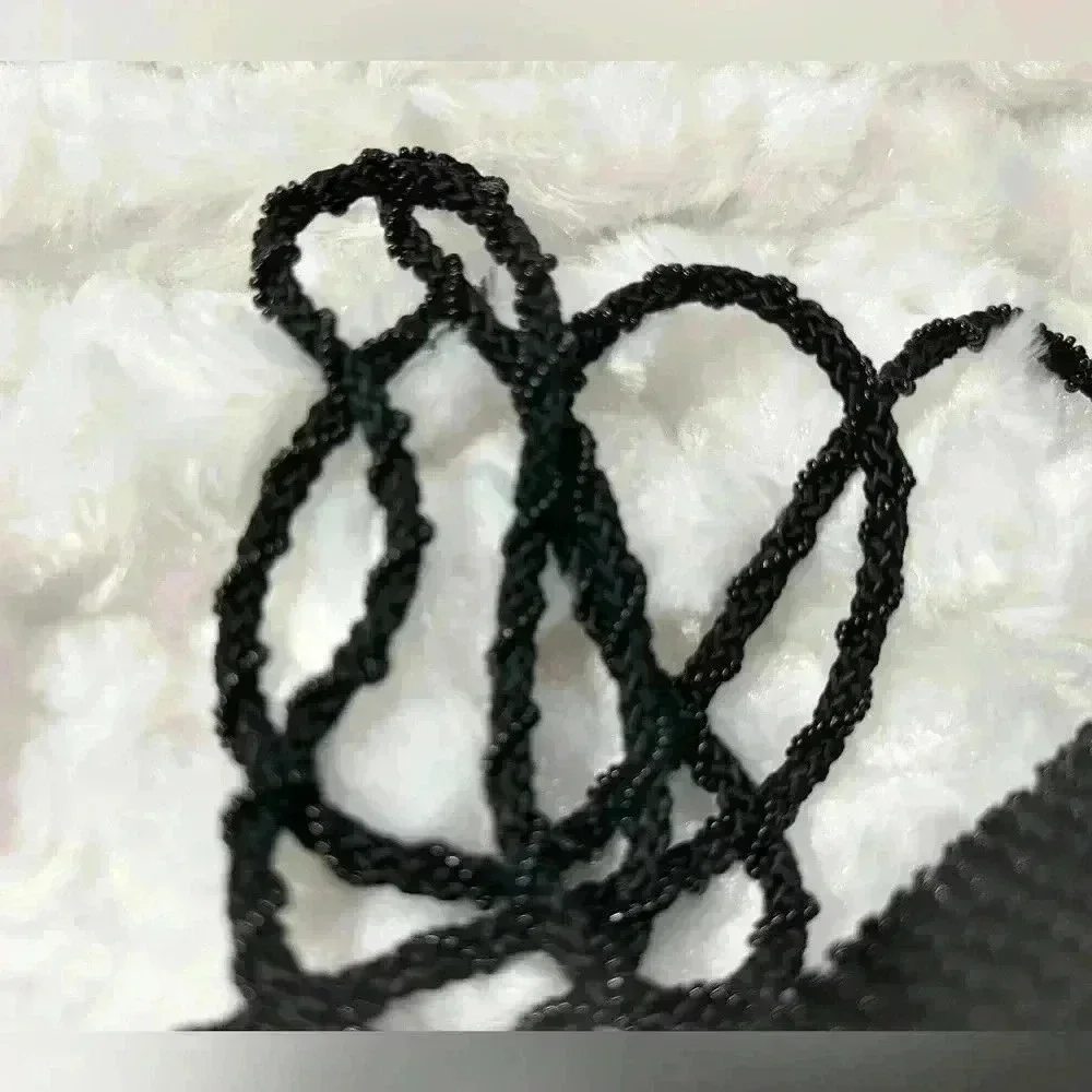 La Regale Embroidered Black‎ Gem Stone Clutch